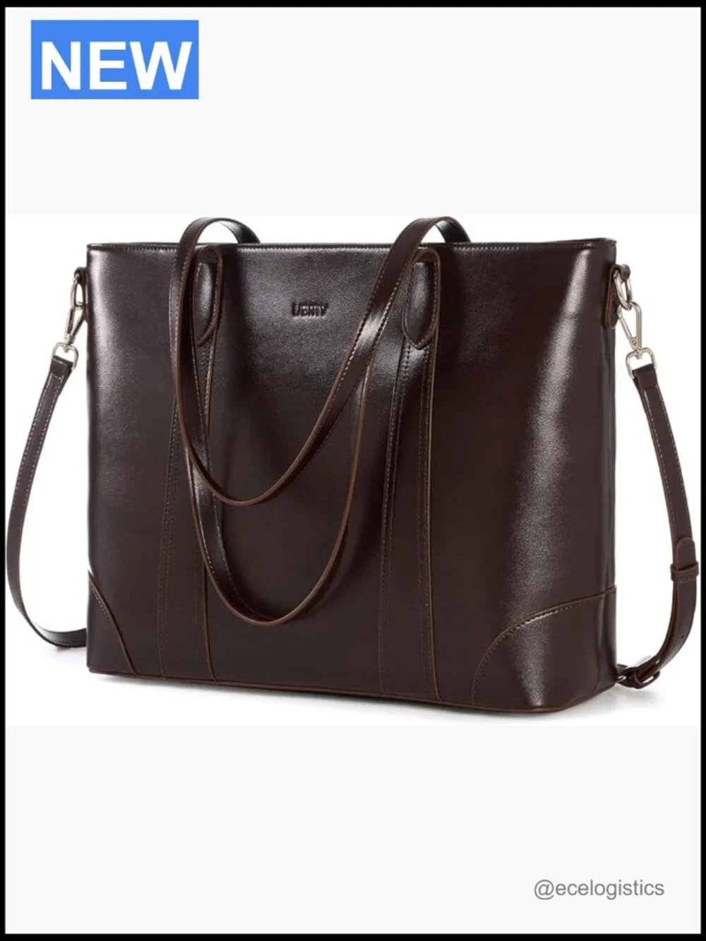 Large Vintage Leather Tote Bag with Multiple Pockets